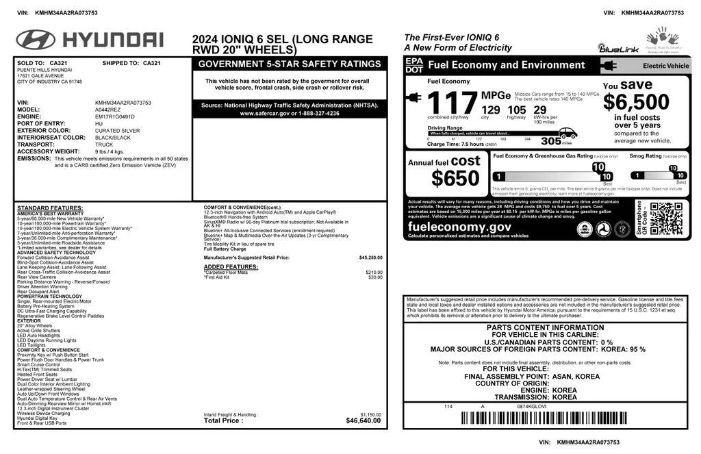 hyundai ioniq 6 2024 KMHM34AA2RA073753 image hyundai ioniq 6 2024 KMHM34AA2RA073753 image